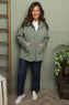 Dariana Zip Hooded Cotton Top Khaki
