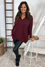 Charee V-Neck Jumper Wine Wine - Charee V-Neck Jumper Wine