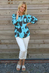 Vicki Nashville Linen Top Kingfisher
