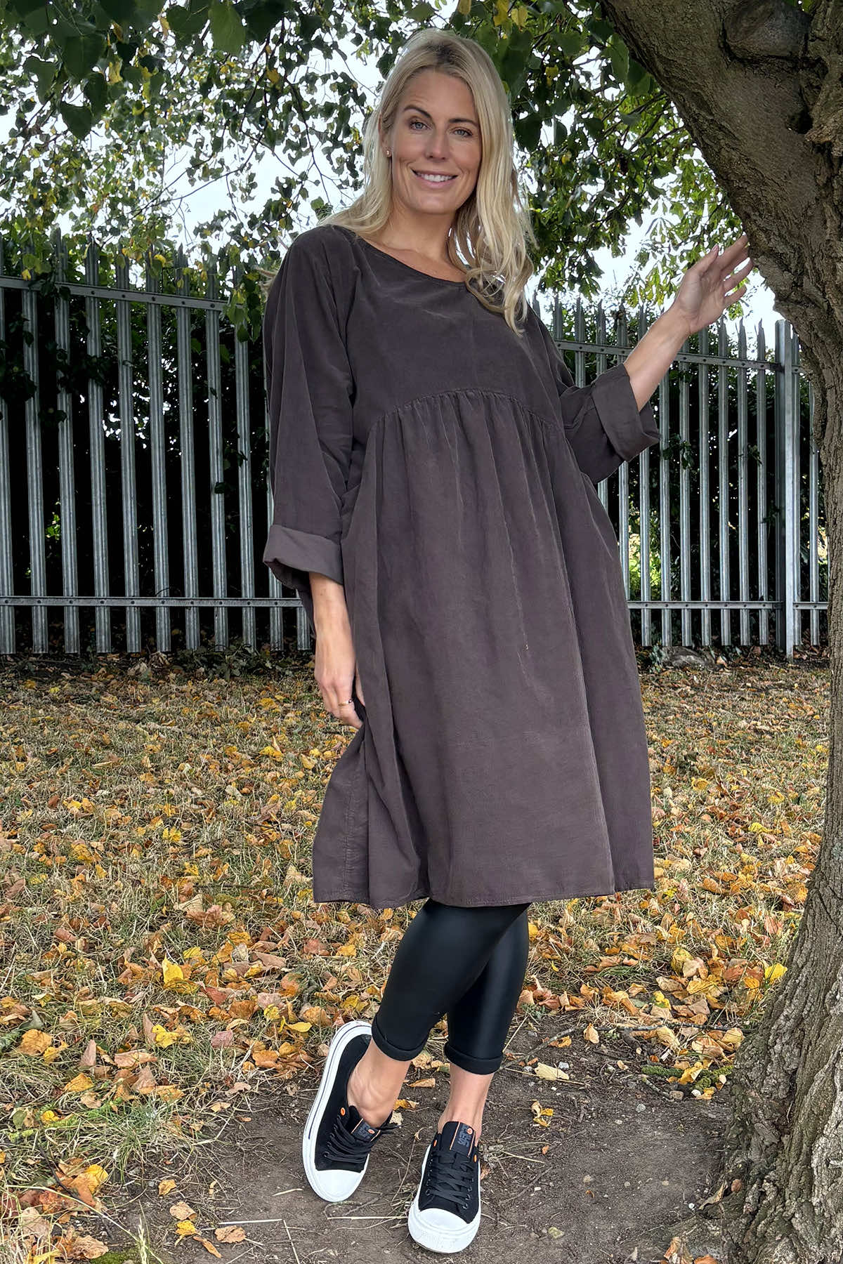 Joanna Needlecord Dress Cocoa