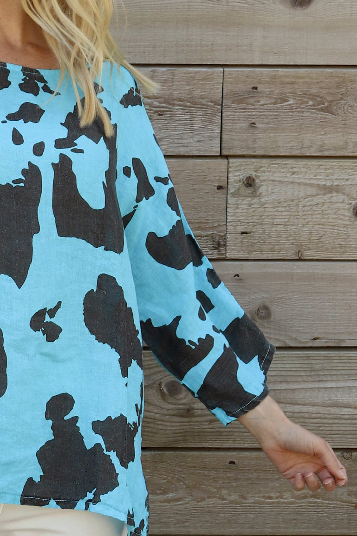 Vicki Nashville Linen Top Kingfisher