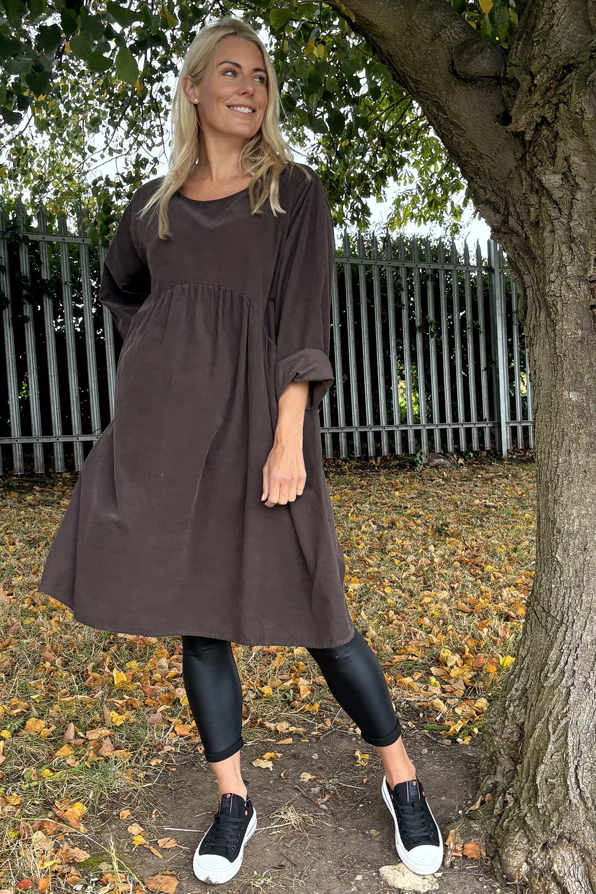 Joanna Needlecord Dress Cocoa