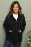 Dariana Zip Hooded Cotton Top Black