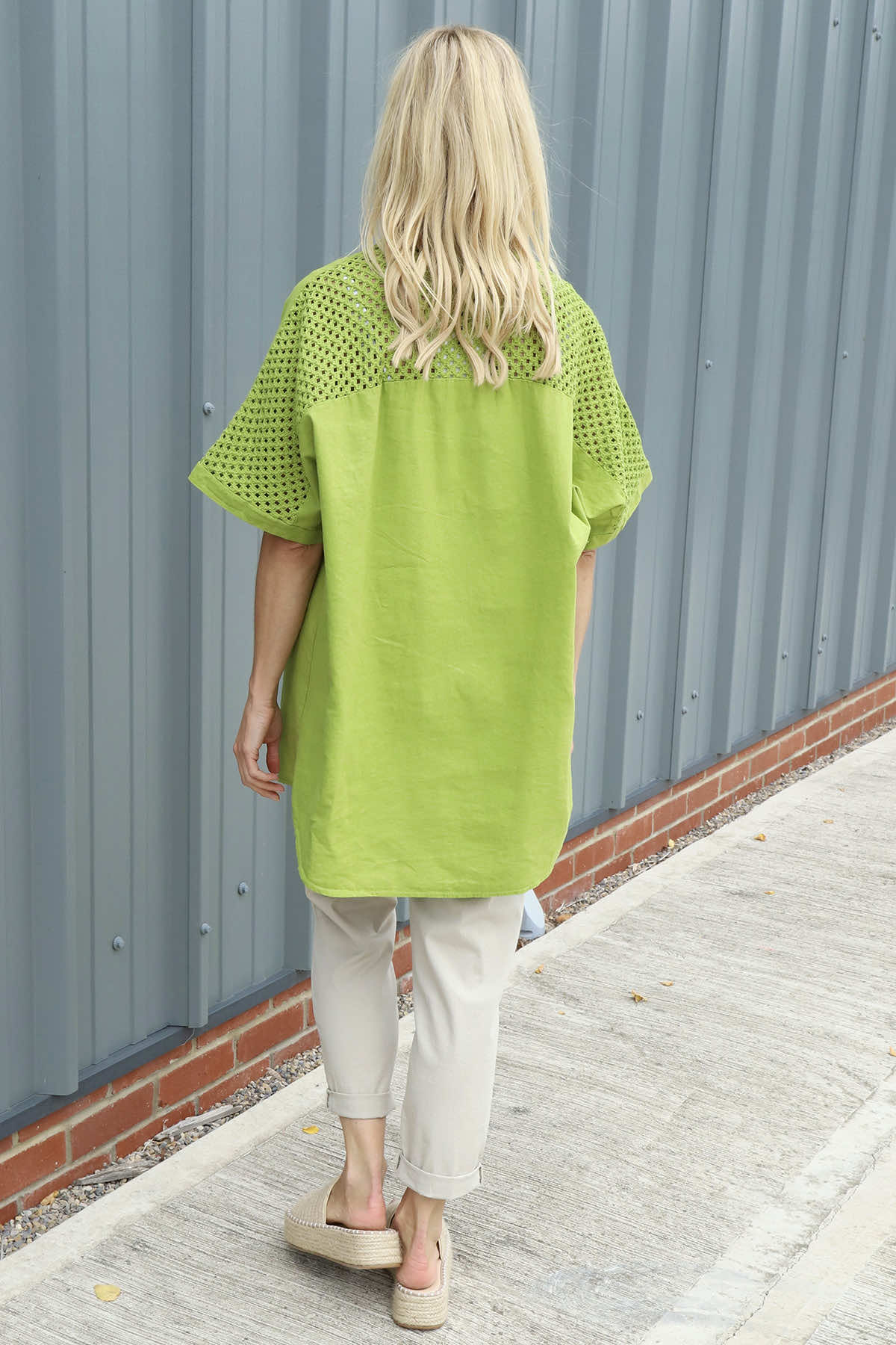 Theodora Crochet Detail Shirt Olive