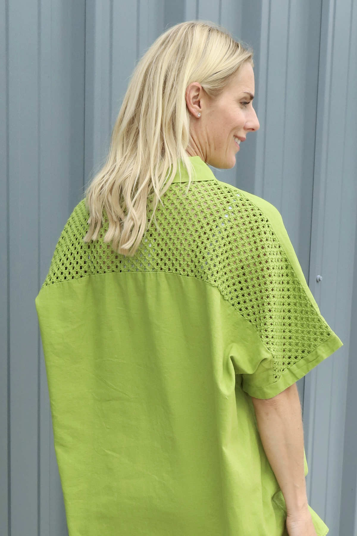 Theodora Crochet Detail Shirt Olive