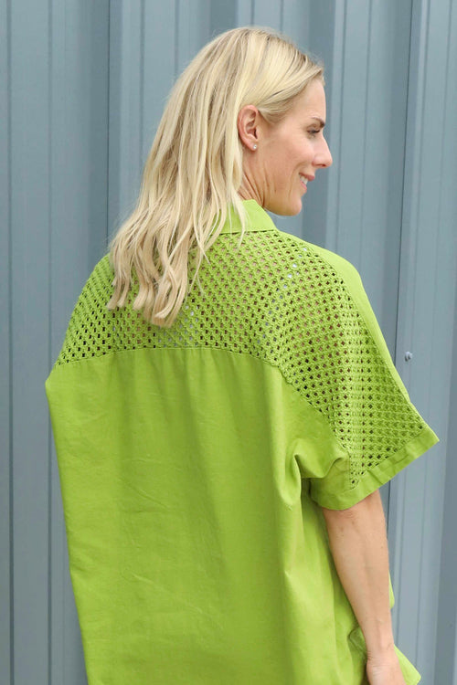 Theodora Crochet Detail Shirt Olive - Image 2