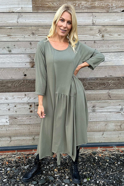 Jane Cotton Dress Khaki - Image 1