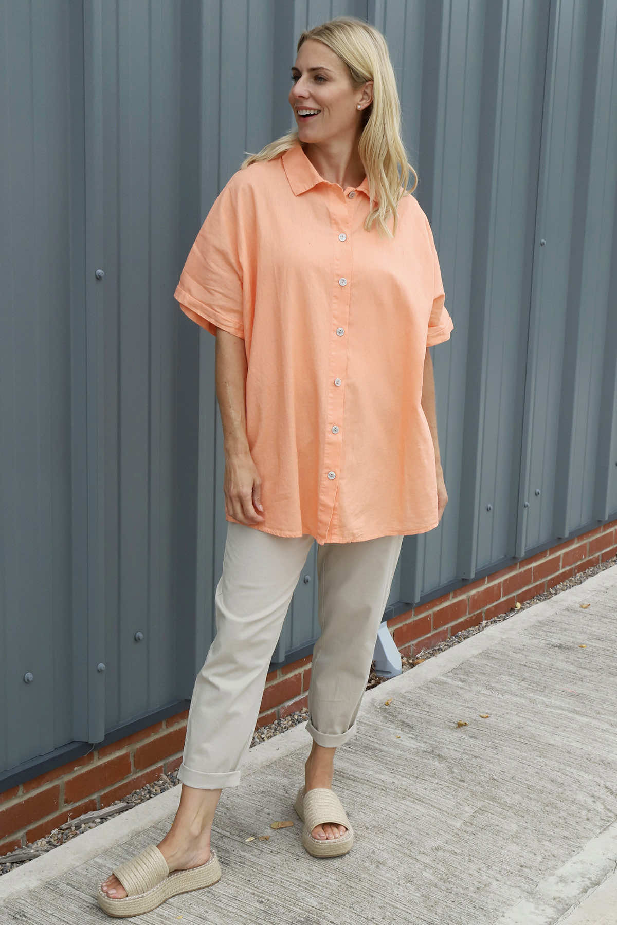 Theodora Crochet Detail Shirt Orange
