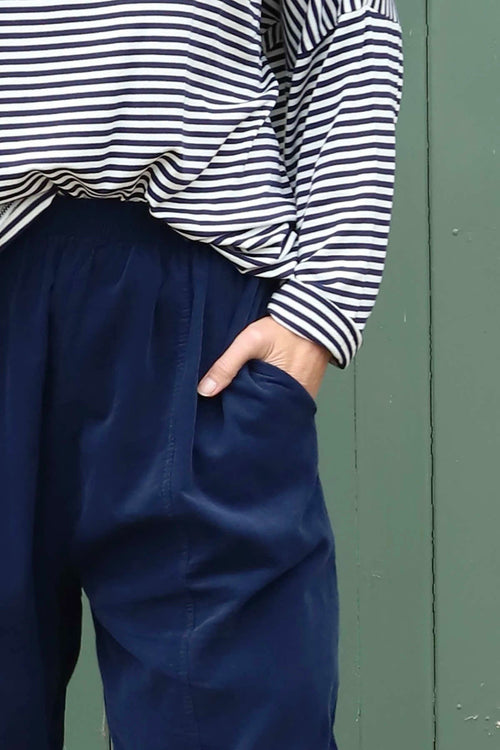 Poppy Needlecord Trousers Navy - Image 3