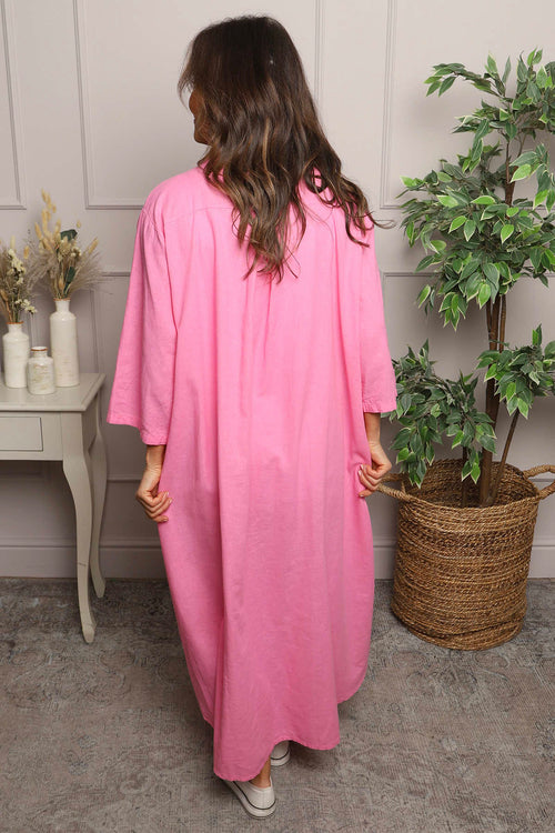 Fuchsia Reese Button Linen Dress | Made In Italy | Kit and Kaboodal Fuchsia Reese Button Linen Dress | Made In Italy | Kit and Kaboodal