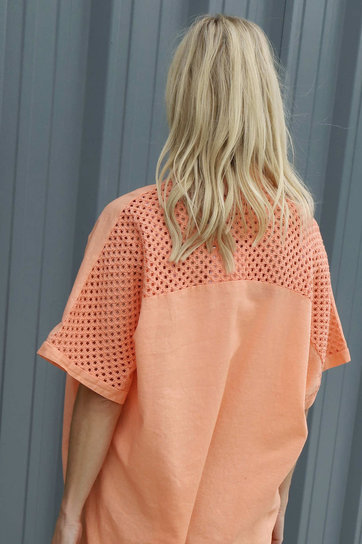 Theodora Crochet Detail Shirt Orange