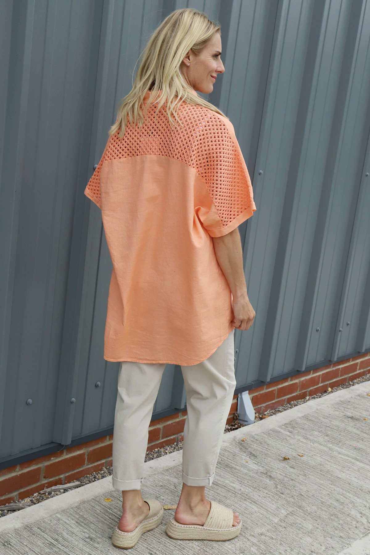 Theodora Crochet Detail Shirt Orange