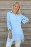 Tarna Button Linen Tunic Light Blue