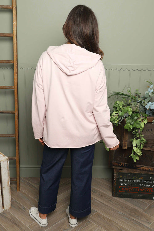 Dariana Zip Hooded Cotton Top Pink - Image 4