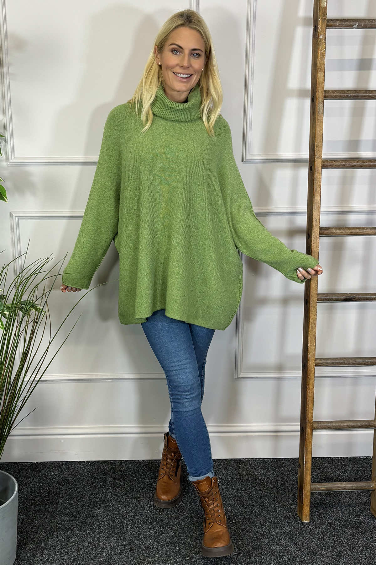 Jude Polo Neck Knitted Jumper Green