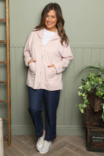 Dariana Zip Hooded Cotton Top Pink Pink - Dariana Zip Hooded Cotton Top Pink