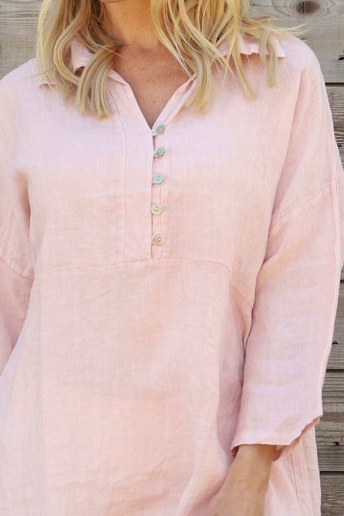 Tarna Button Linen Tunic Pink - Image 3