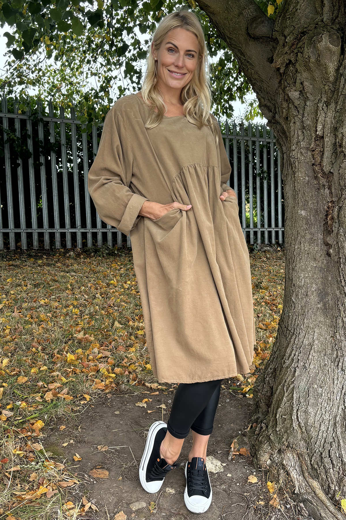 Joanna Needlecord Dress Camel