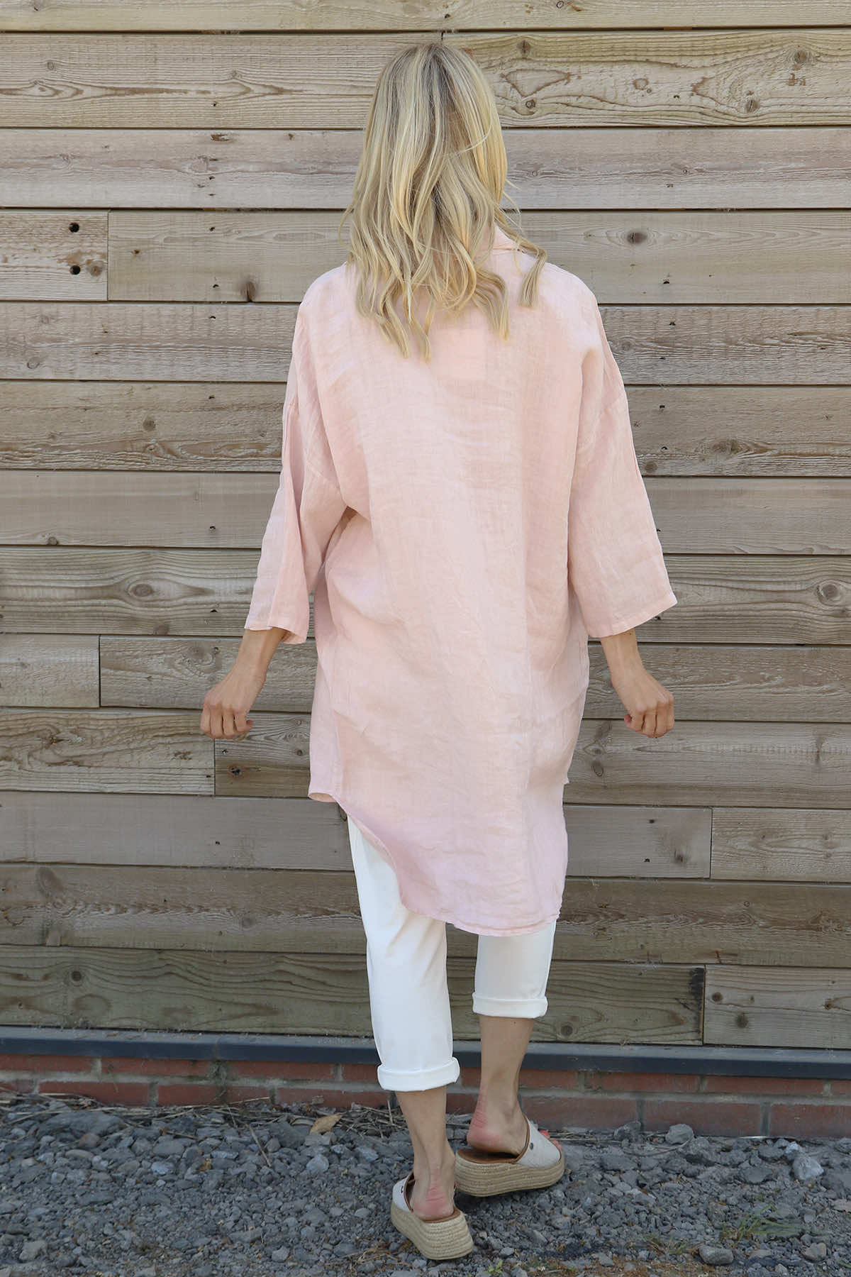 Tarna Button Linen Tunic Pink