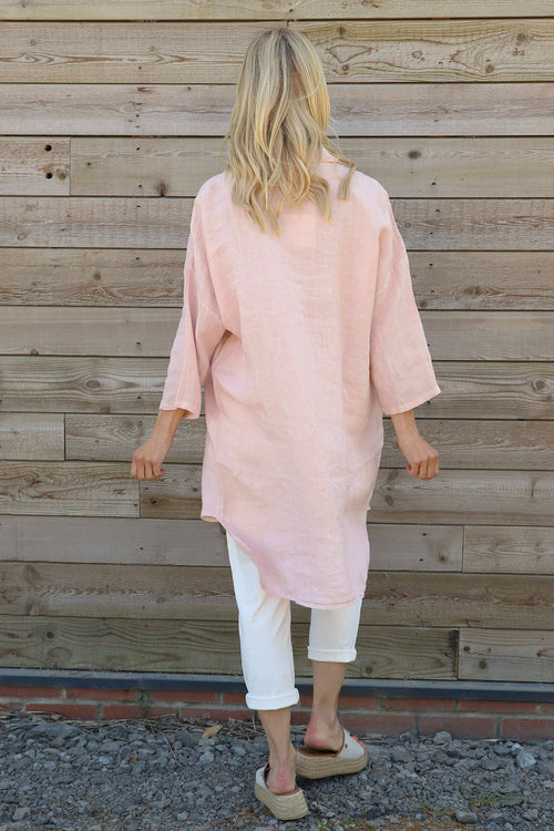 Tarna Button Linen Tunic Pink - Image 4