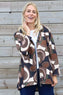 Cynthia Print Zip Hooded Jacket Black