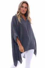 Henrietta Linen Top Mid Grey Mid Grey - Henrietta Linen Top Mid Grey