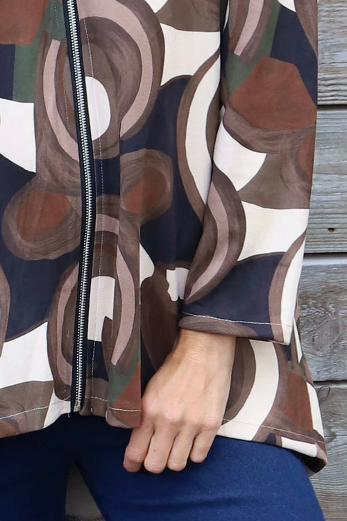 Cynthia Print Zip Hooded Jacket Black - Image 3