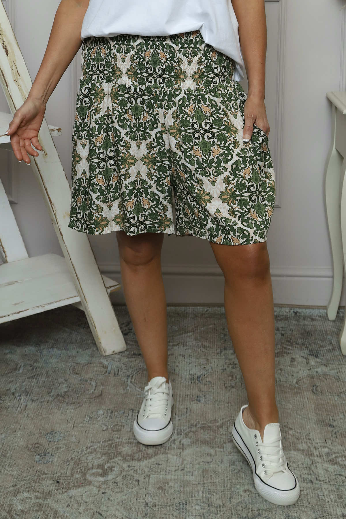 Kyler Print Shorts Khaki
