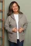 Dariana Zip Hooded Cotton Top Mocha