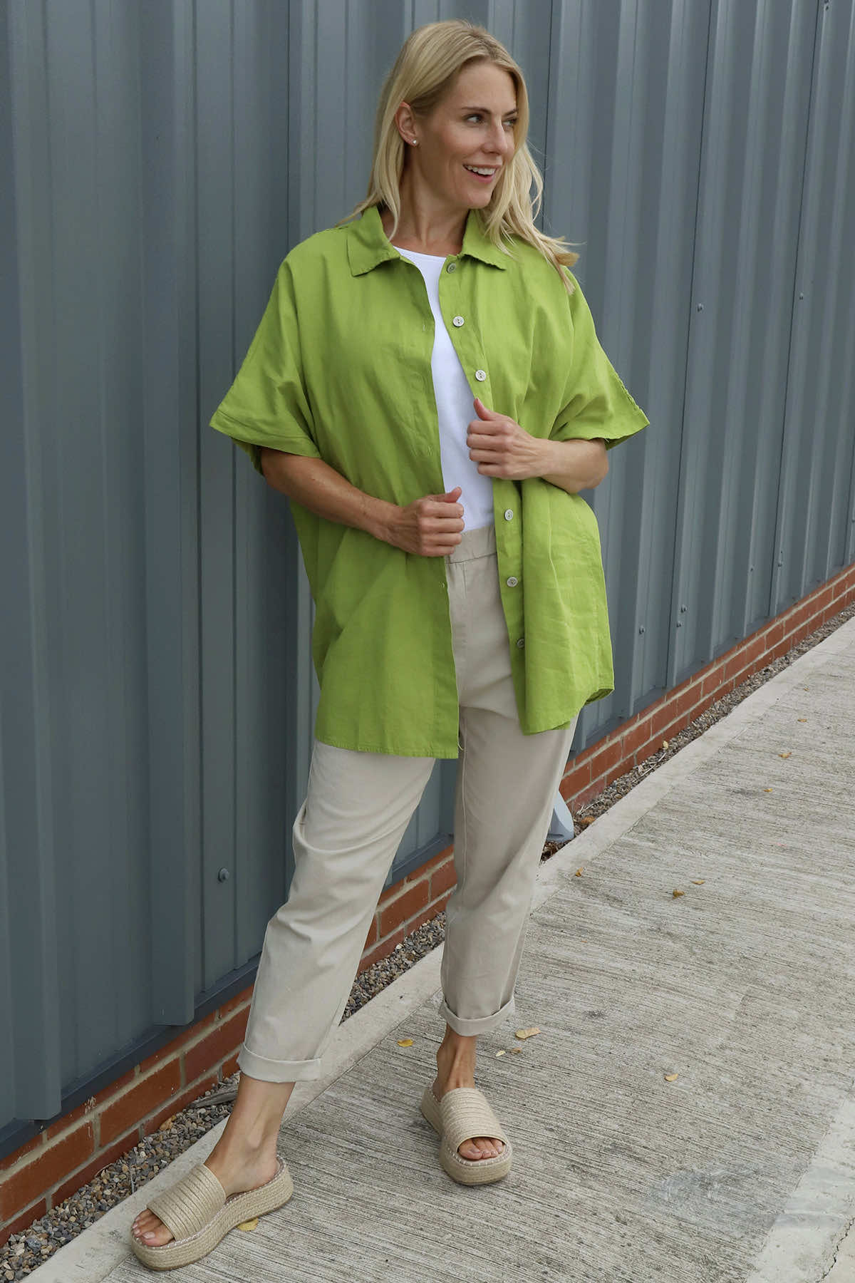 Theodora Crochet Detail Shirt Olive