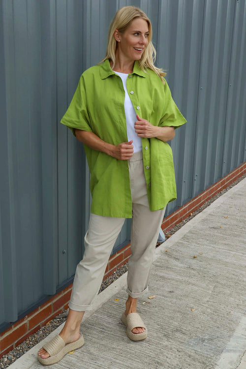 Theodora Crochet Detail Shirt Olive - Image 3