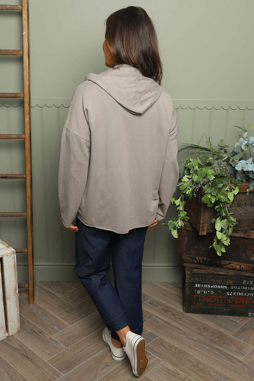 Dariana Zip Hooded Cotton Top Mocha - Image 4