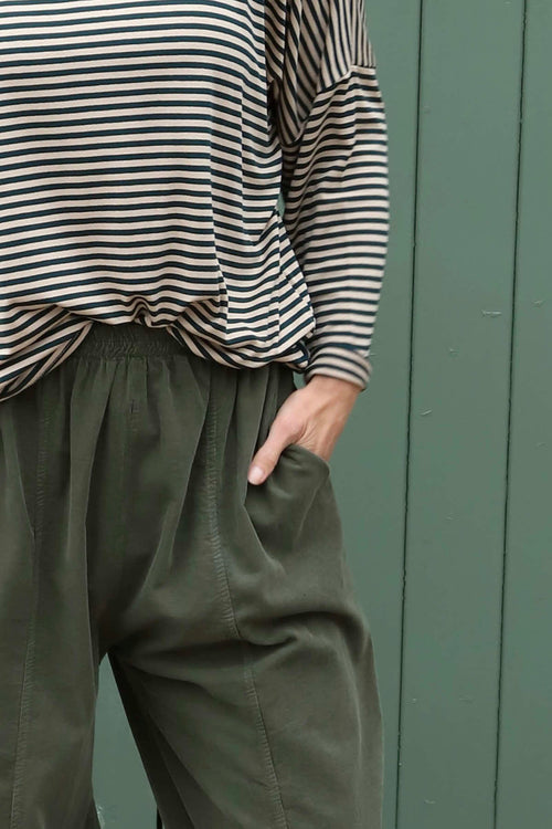 Poppy Needlecord Trousers Khaki - Image 3