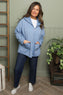 Dariana Zip Hooded Cotton Top Blue