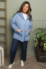 Dariana Zip Hooded Cotton Top Blue