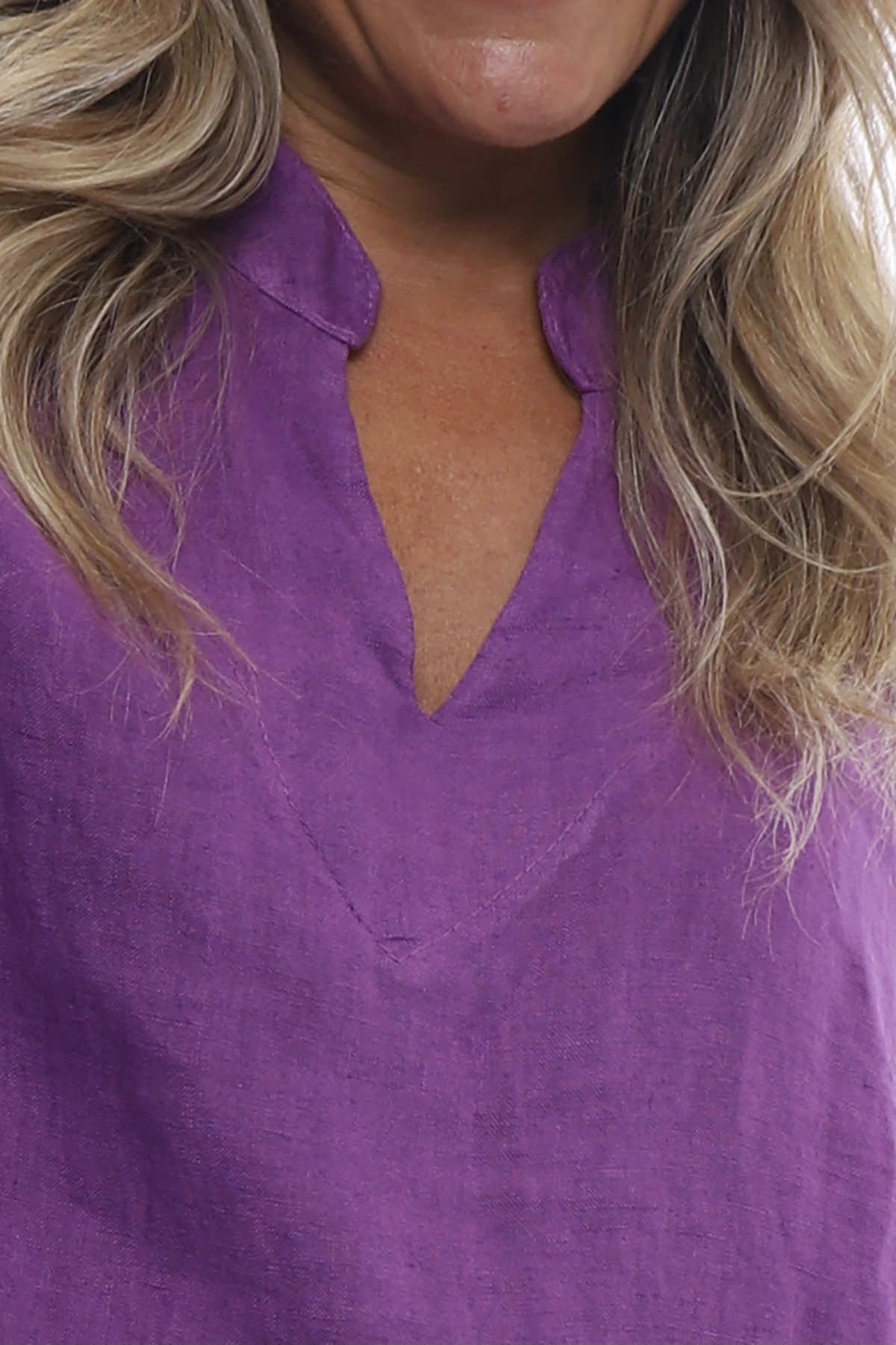 Henrietta Linen Top Purple