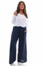 Corzano Linen Palazzo Pants Navy