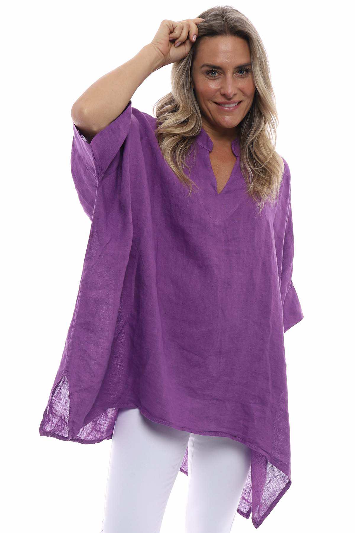 Henrietta Linen Top Purple