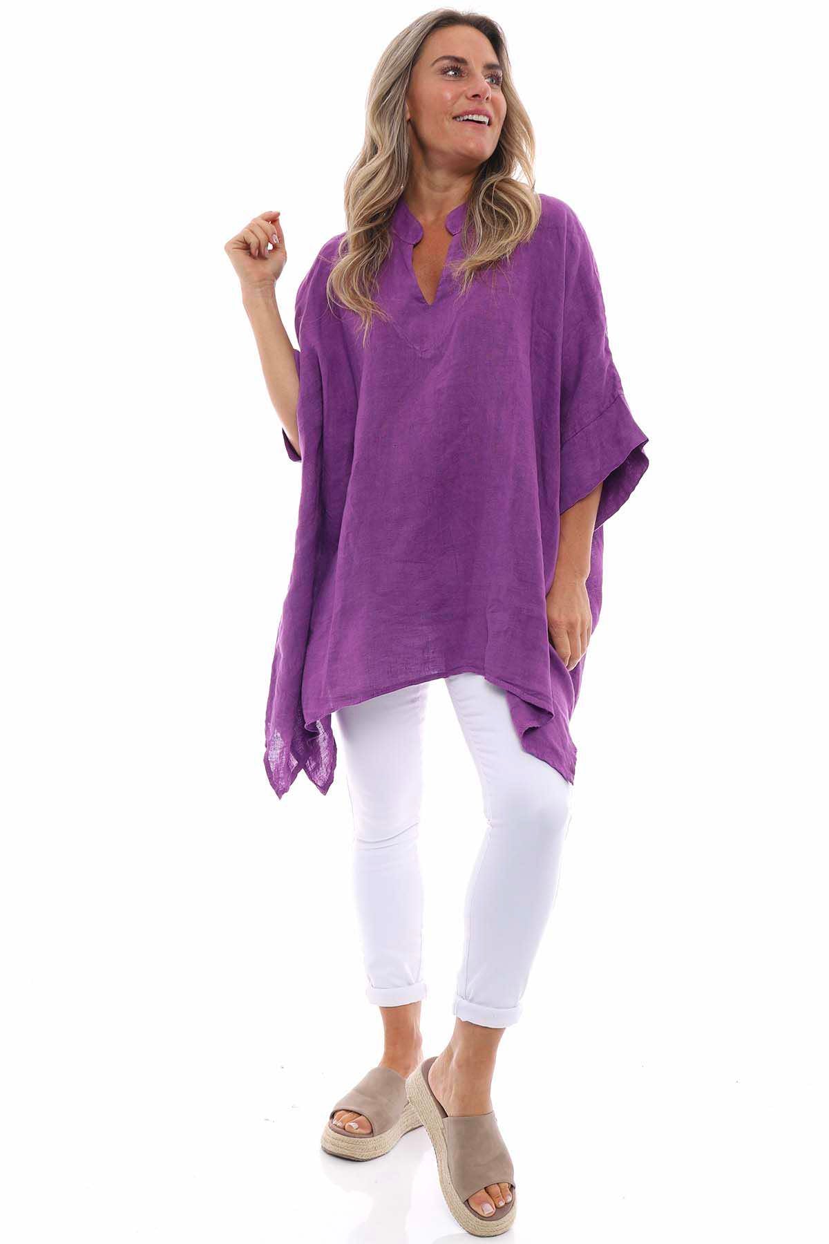 Henrietta Linen Top Purple