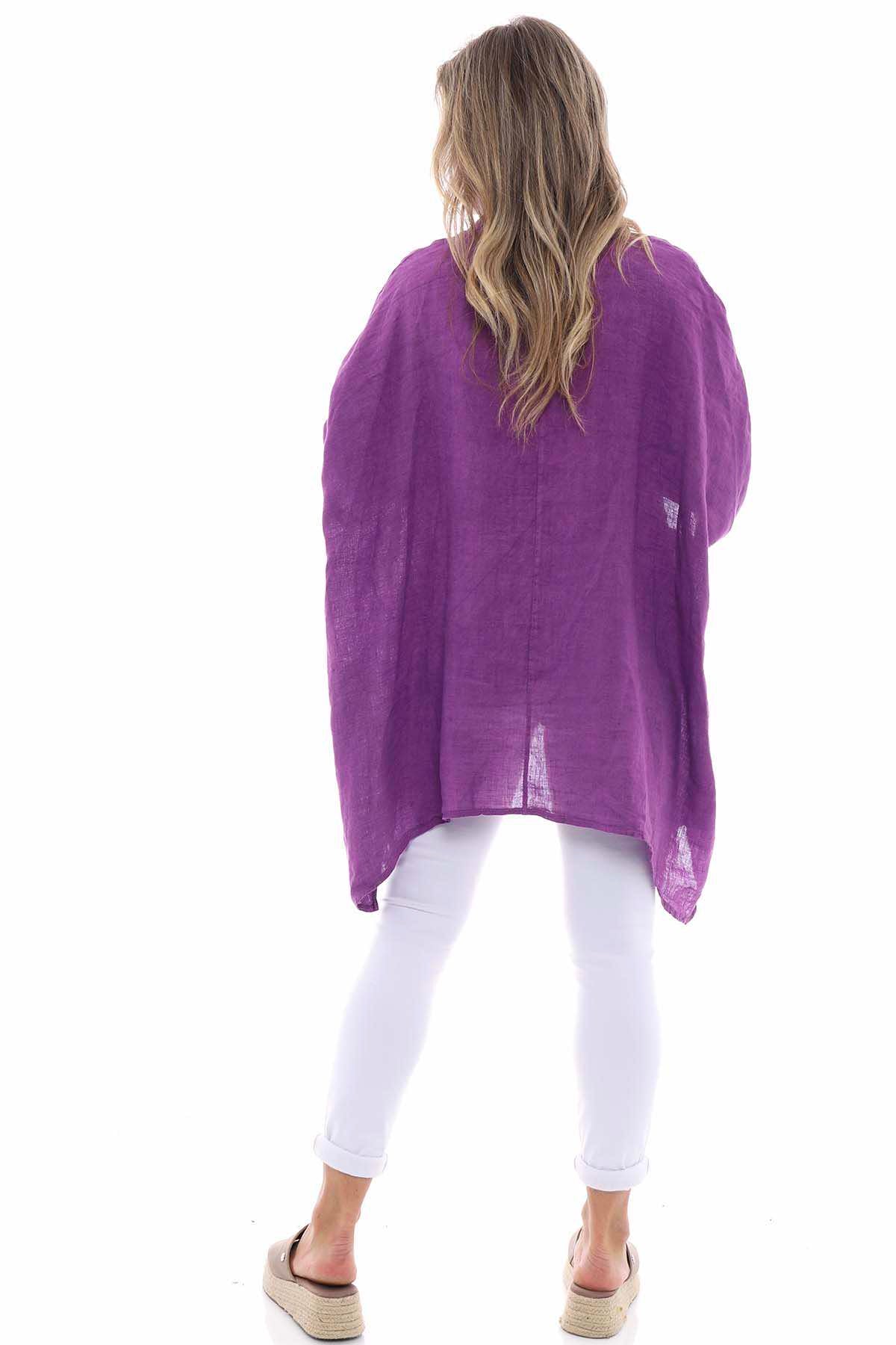 Henrietta Linen Top Purple