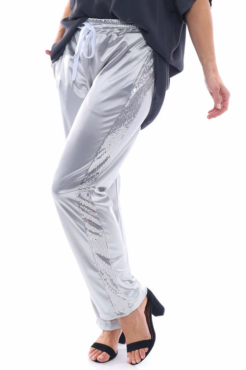 Marcie Sequin Stripe Trousers Grey - Image 1