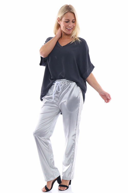 Marcie Sequin Stripe Trousers Grey - Image 2