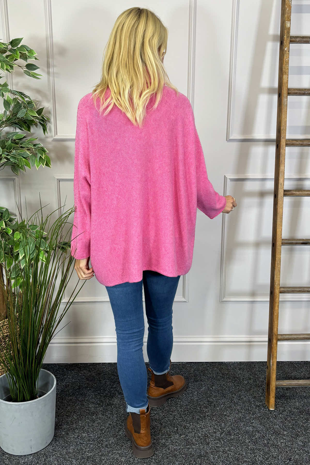 Jude Polo Neck Knitted Jumper Fuchsia