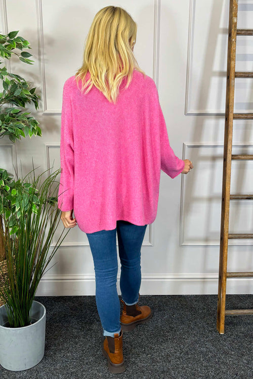 Jude Polo Neck Knitted Jumper Fuchsia - Image 4