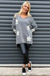 Valerie Flower Knitted Jumper Mid Grey