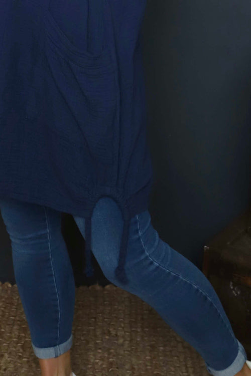 Casey Crinkle Cotton Tunic Navy - Image 3