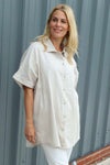 Theodora Crochet Detail Shirt Stone