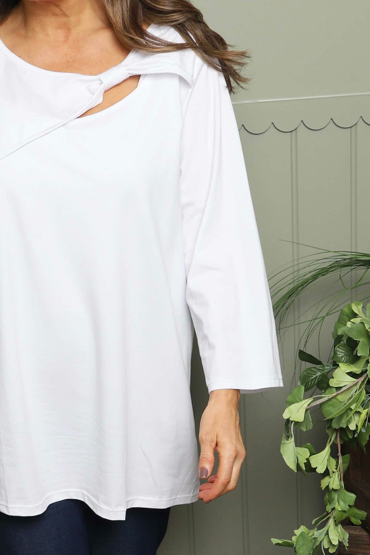 Gemma Knot Detail Cotton Top White