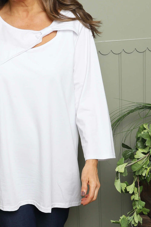 Gemma Knot Detail Cotton Top White - Image 2