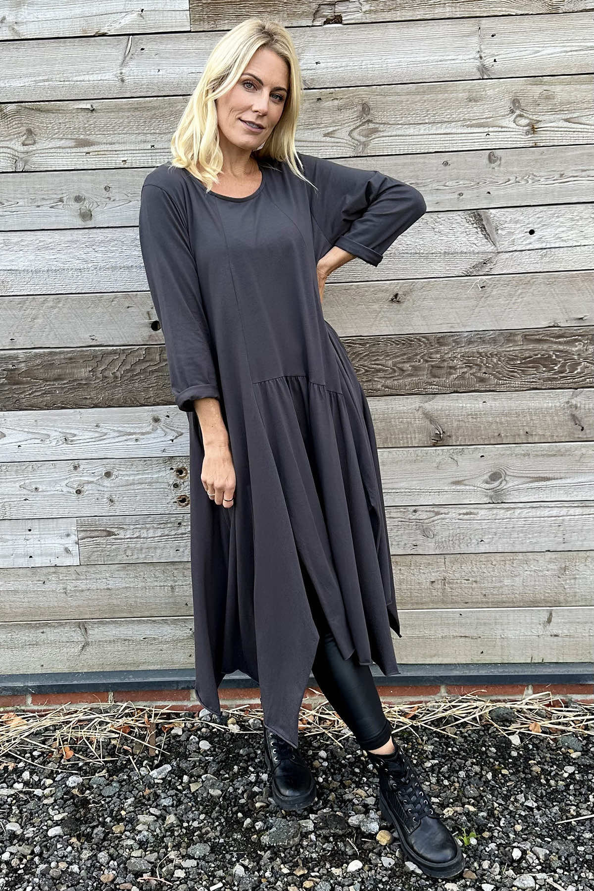 Jane Cotton Dress Charcoal